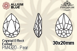 PREMIUM Pear Fancy Stone (PM4320) 30x20mm - Crystal Effect With Foiling