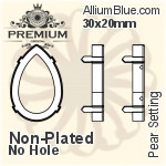 PREMIUM Pear Setting (PM4327/S), No Hole, 30x20mm, Unplated Brass