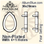 PREMIUM Pear Setting (PM4327/S), With Sew-on Holes, 30x20mm, Unplated Brass