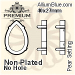 PREMIUM Pear 石座, (PM4327/S), 縫い穴なし, 40x27mm, メッキなし 真鍮