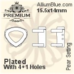 PREMIUM Pear 石座, (PM4370/S), 縫い穴付き, 15.5x14mm, メッキあり 真鍮