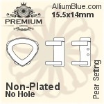 PREMIUM Pear Setting (PM4370/S), With Sew-on Holes, 15.5x14mm, Unplated Brass
