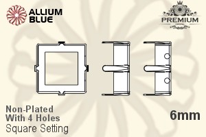 PREMIUM Square Setting (PM4400/S), With Sew-on Holes, 6mm, Unplated Brass