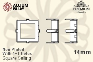 PREMIUM Square Setting (PM4400/S), With Sew-on Holes, 14mm, Unplated Brass