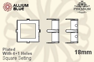 PREMIUM Square 石座, (PM4400/S), 縫い穴付き, 18mm, メッキあり 真鍮