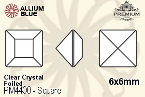 PREMIUM Square Fancy Stone (PM4400) 6x6mm - Clear Crystal With Foiling