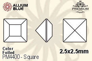 PREMIUM Square Fancy Stone (PM4400) 2.5x2.5mm - Color With Foiling