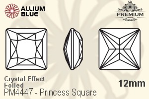PREMIUM CRYSTAL Princess Square Fancy Stone 12mm Crystal Shimmer F