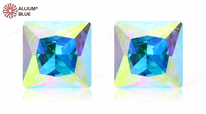 PREMIUM CRYSTAL Princess Square Fancy Stone 8mm Crystal Aurore Boreale F