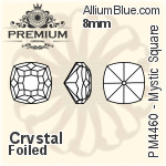 PREMIUM Mystic Square Fancy Stone (PM4460) 8mm - Clear Crystal With Foiling