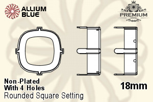 PREMIUM Cushion Cut Setting (PM4470/S), With Sew-on Holes, 18mm, Unplated Brass