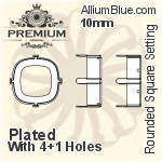 PREMIUM Cushion Cut Setting (PM4470/S), With Sew-on Holes, 10mm, Unplated Brass