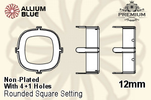 PREMIUM Cushion Cut 石座, (PM4470/S), 縫い穴付き, 12mm, メッキなし 真鍮