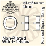 PREMIUM Cushion Cut Setting (PM4470/S), No Hole, 10mm, Unplated Brass