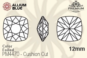PREMIUM CRYSTAL Cushion Cut Fancy Stone 12mm Light Siam F