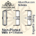 PREMIUM Baguette Setting (PM4500/S), With Sew-on Holes, 10x3mm, Plated Brass