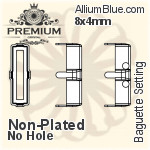 PREMIUM Baguette Setting (PM4500/S), No Hole, 8x4mm, Unplated Brass