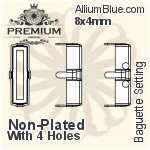 PREMIUM Baguette Setting (PM4500/S), With Sew-on Holes, 8x4mm, Plated Brass