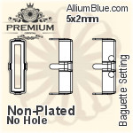 PREMIUM Baguette 石座, (PM4500/S), 縫い穴なし, 5x2mm, メッキなし 真鍮