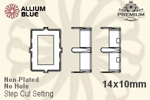 PREMIUM Step Cut 石座, (PM4527/S), 縫い穴なし, 14x10mm, メッキなし 真鍮