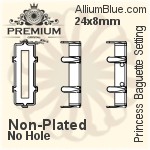 PREMIUM Princess Baguette Setting (PM4547/S), With Sew-on Holes, 30x10mm, Unplated Brass