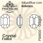 PREMIUM Octagon Fancy Stone (PM4600) 6x4mm - Color With Foiling