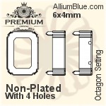 PREMIUM Octagon Setting (PM4610/S), With Sew-on Holes, 6x4mm, Unplated Brass