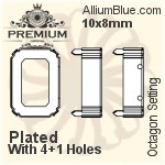 PREMIUM Octagon Setting (PM4610/S), With Sew-on Holes, 10x8mm, Plated Brass