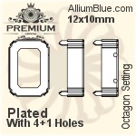 PREMIUM Octagon Setting (PM4610/S), With Sew-on Holes, 12x10mm, Plated Brass