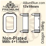 PREMIUM Octagon Setting (PM4610/S), With Sew-on Holes, 12x10mm, Unplated Brass