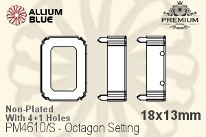 PREMIUM Octagon 石座, (PM4610/S), 縫い穴付き, 18x13mm, メッキなし 真鍮