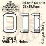 PREMIUM Octagon 石座, (PM4610/S), 縫い穴付き, 27x18.5mm, メッキあり 真鍮