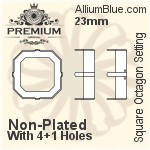 PREMIUM Square Octagon 石座, (PM4675/S), 縫い穴なし, 23mm, メッキなし 真鍮