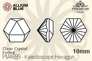 PREMIUM Kaleidoscope Hexagon Fancy Stone (PM4699) 10mm - Clear Crystal With Foiling