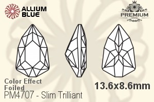 PREMIUM CRYSTAL Slim Trilliant 13.6x8.6mm Light Siam AB F