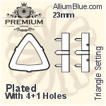 PREMIUM Triangle Setting (PM4727/S), With Sew-on Holes, 23mm, Unplated Brass