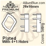 PREMIUM Cosmic Setting (PM4739/S), With Sew-on Holes, 20x16mm, Unplated Brass