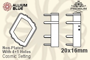 PREMIUM Cosmic 石座, (PM4739/S), 縫い穴付き, 20x16mm, メッキなし 真鍮