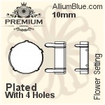 PREMIUM Flower Setting (PM4744/S), With Sew-on Holes, 10mm, Plated Brass
