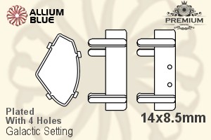 PREMIUM Galactic Setting (PM4757/S), With Sew-on Holes, 14x8.5mm, Plated Brass
