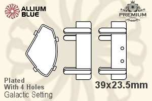 PREMIUM Galactic 石座, (PM4757/S), 縫い穴付き, 39x23.5mm, メッキあり 真鍮