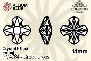 PREMIUM CRYSTAL Greek Cross Fancy Stone 14mm Crystal Dorado F