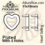 PREMIUM Heart Setting (PM4800/S), With Sew-on Holes, 12x12mm, Plated Brass