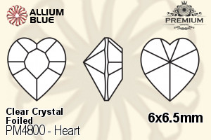 プレミアム Heart ファンシーストーン (PM4800) 6x6.5mm - クリスタル 裏面フォイル