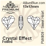 PREMIUM Sweet Heart Fancy Stone (PM4809) 13x12mm - Crystal Effect With Foiling