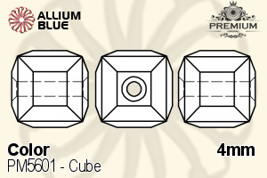 PREMIUM CRYSTAL Cube Bead 4mm Light Smoked Topaz