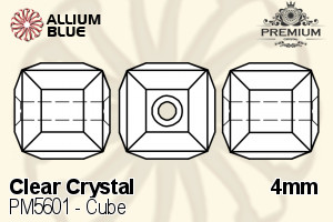 PREMIUM Cube Bead (PM5601) 4mm - Clear Crystal
