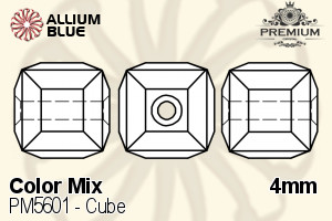 PREMIUM CRYSTAL Cube Bead 4mm Mixed Color