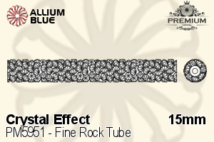 PREMIUM CRYSTAL Fine Rock Tube Bead 15mm Crystal Silver Night