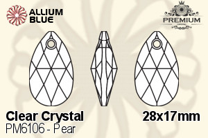 PREMIUM CRYSTAL Pear Pendant 28x17mm Crystal